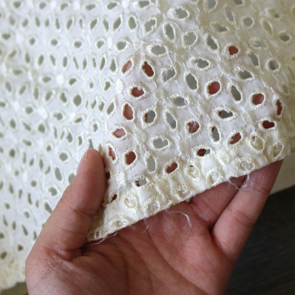 Cream Off White Eyelet Button Down Collared Shirt - image 6